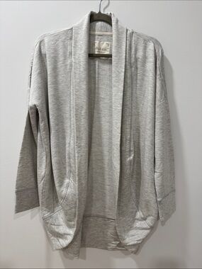 Altar’d State Oatmeal & Gray Open-Front Shawl Collar Cardigan